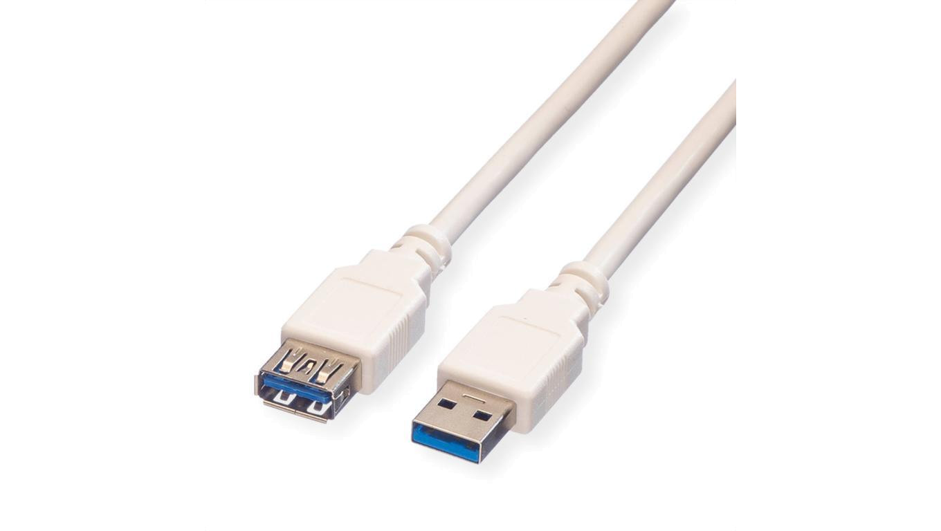 VALUE Kabel USB 3.2 Gen 1, typ A-A, M/F, biały, 0,8 m