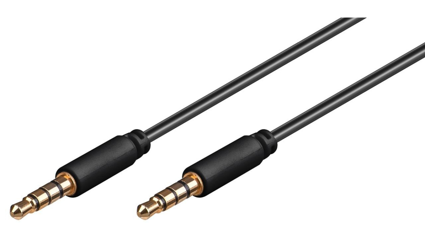 Kabel łączący audio AUX, 3,5 mm stereo 4-pinowy, cienki, CU - Długość kabla 0.5 m