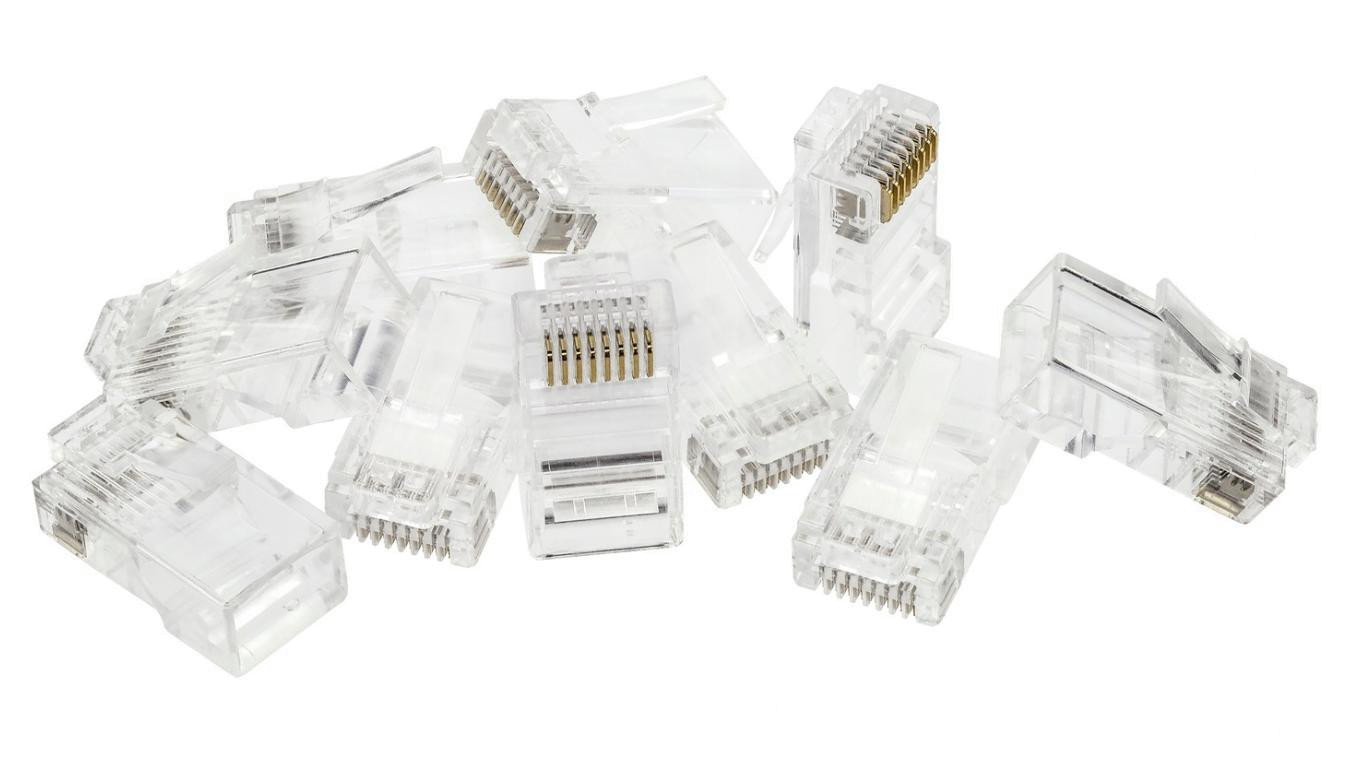 Wtyk modularny RJ45 8P8C kat.5e nieekranowany UTP uniwersalny drut linka przelotowy NEKU opakowanie WORECZEK 10szt.