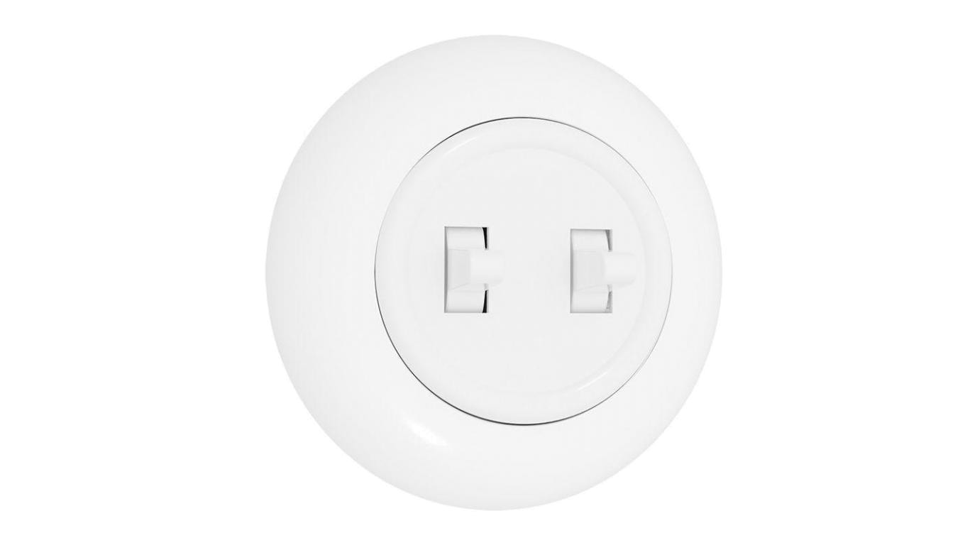 Włącznik światła podtynkowy podwójny z ramką 10AX 250V IP20 biały połysk