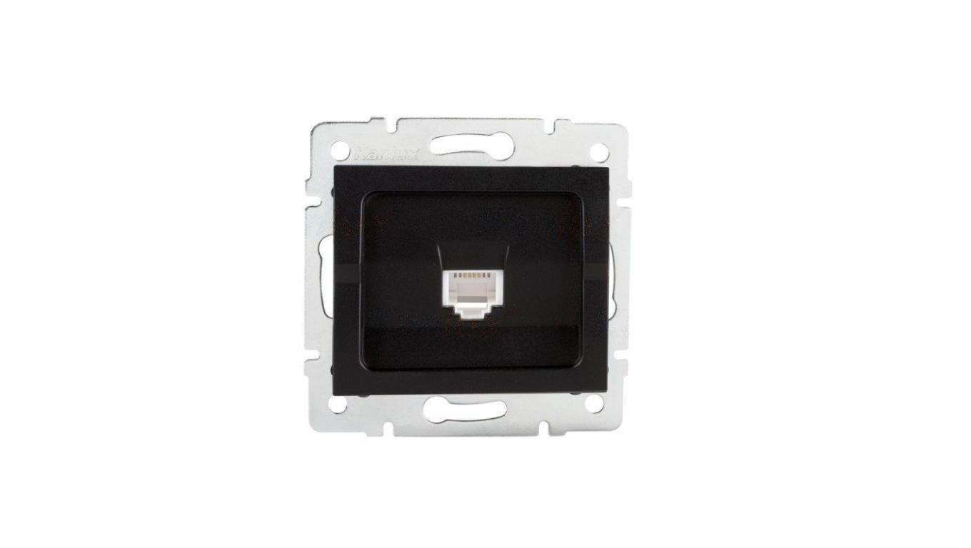 Kanlux Mowion LOGI 02-1400-042 czarny mat, Gniazdo komputerowe pojedyncze (RJ45Cat 6 Jack)