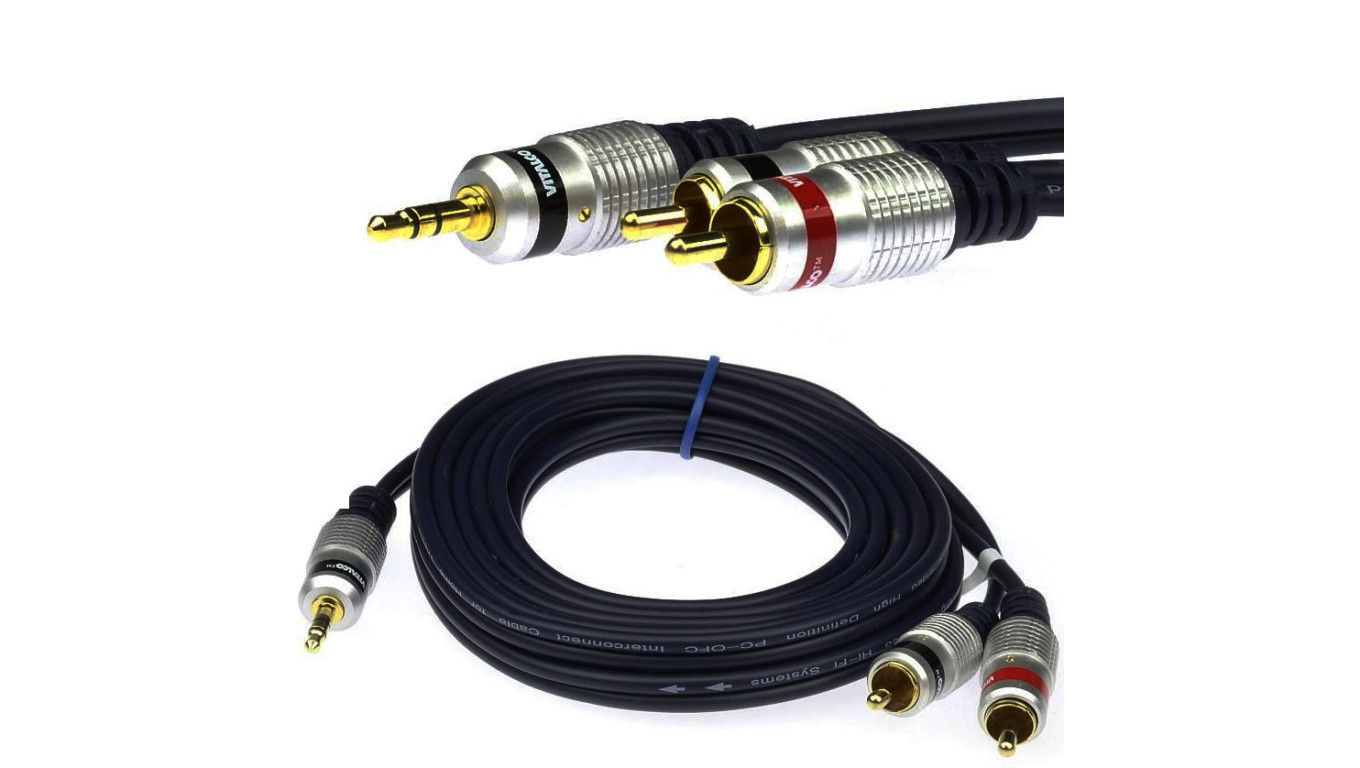 VITALCO JKD10 Kabel Audio AUX mini Jack 3,5mm Stereo (wtyk) / 2x RCA Cinch (wtyk) 15m