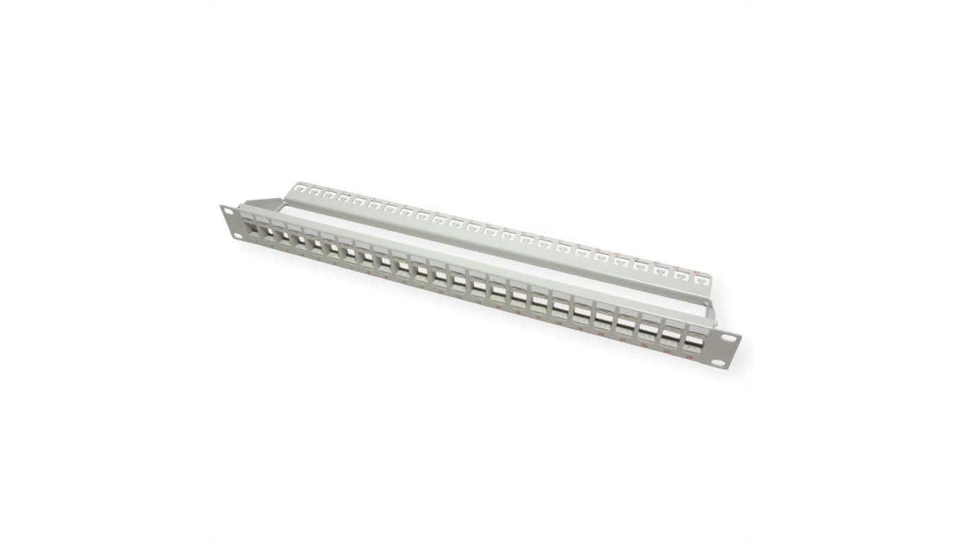 Patch panel ROLINE 19 keystone, 24P, nieekranowany, szary