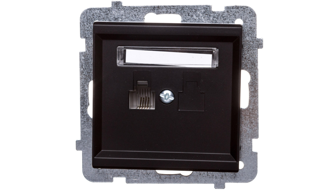 SONATA Gniazdo telefoniczne pojedyncze RJ11 czarny metalik GPT-1R/m/33