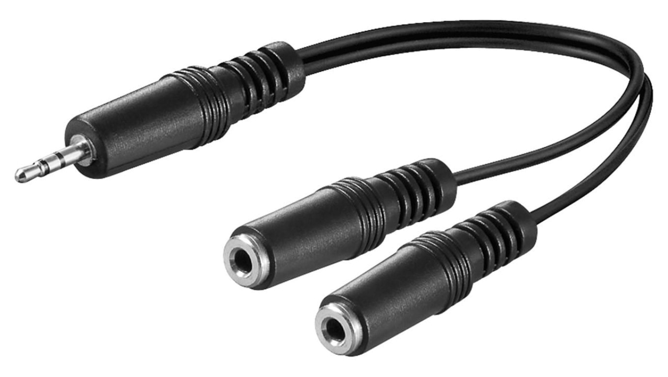 Kabel adaptera audio typu Y 3,5 mm, 1 x wtyk 2 x gniazdo mono - Długość kabla 0.2 m