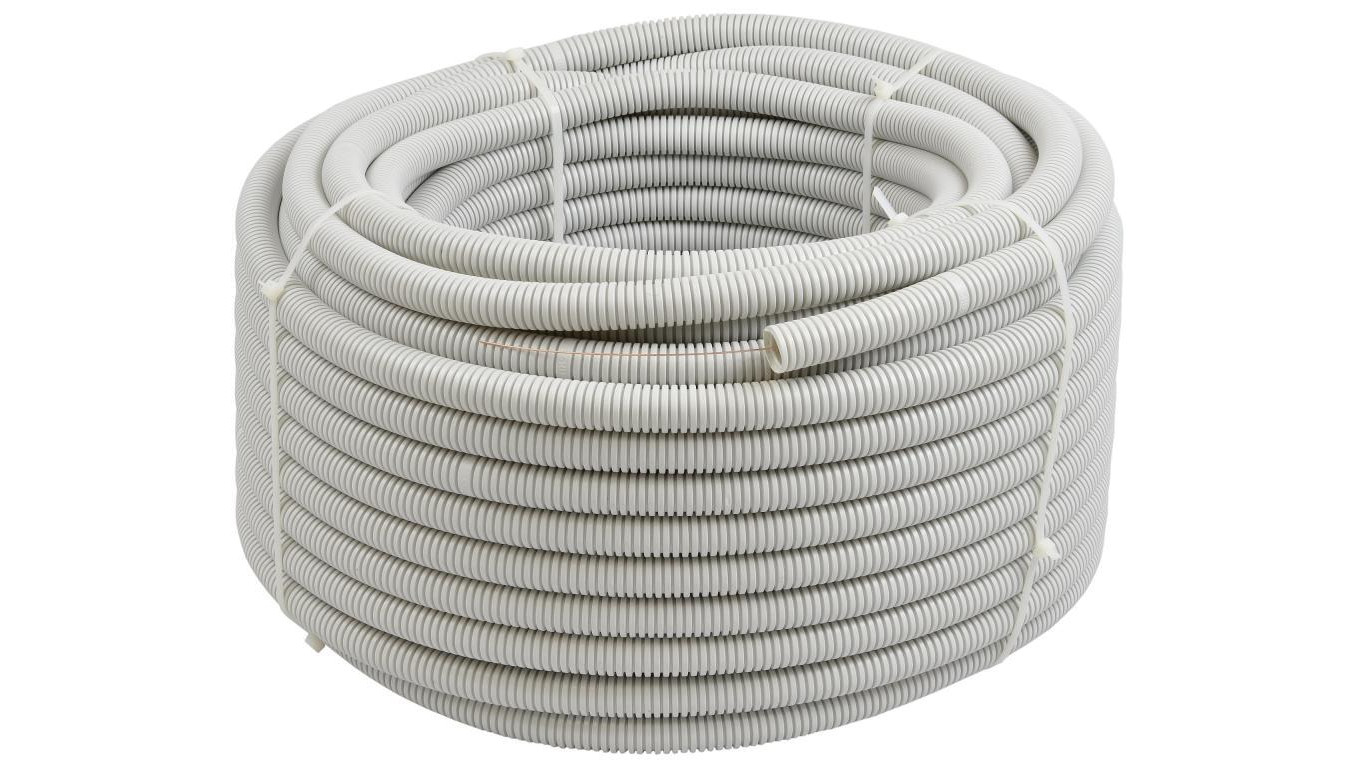 Rura karbowana elektroinstalacyjna RKGL 16/11mm giętka samogasnąca peszel z pilotem 320N PVC UV szara 100m Tubifor