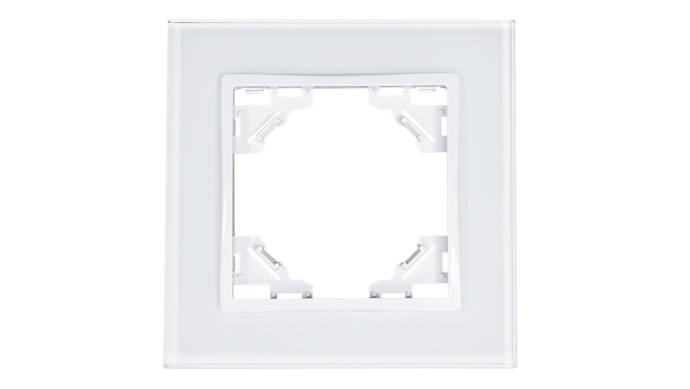 QUADRA RAMKA SZKLANA, POJEDYNCZA, BIAŁA, DO GNIAZD I WŁĄCZNIKÓW
