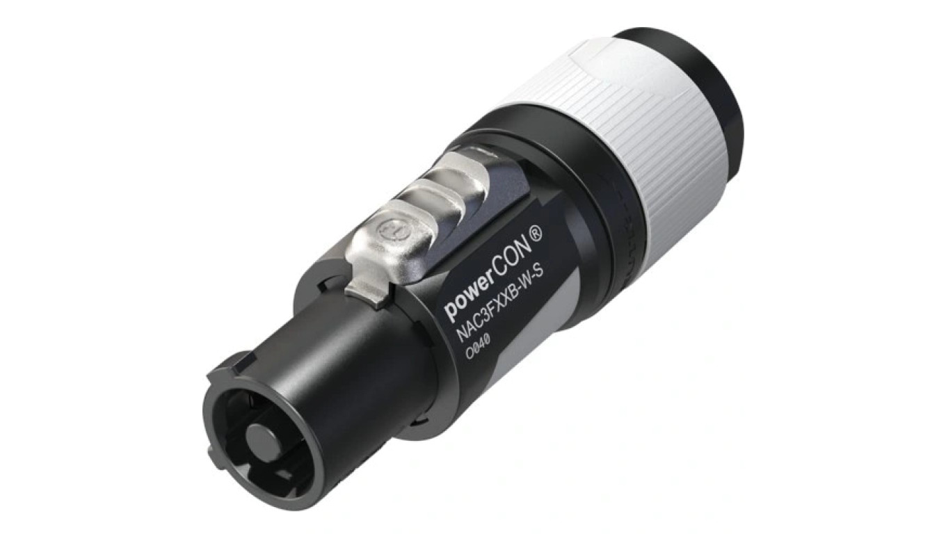 NEUTRIK Wtyk zasilający powerCON 16A 230V 2P+Z czarno-szary na kabel 6,0 do 12,0mm NAC3FXXB-W-S