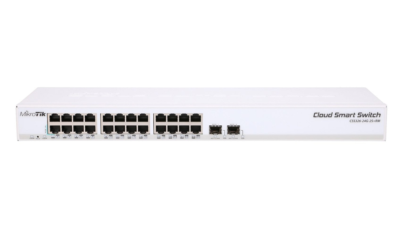 Switch 24x RJ45 1000Mb/s, 2x SFP+ MikroTik CRS326-24G-2S+RM