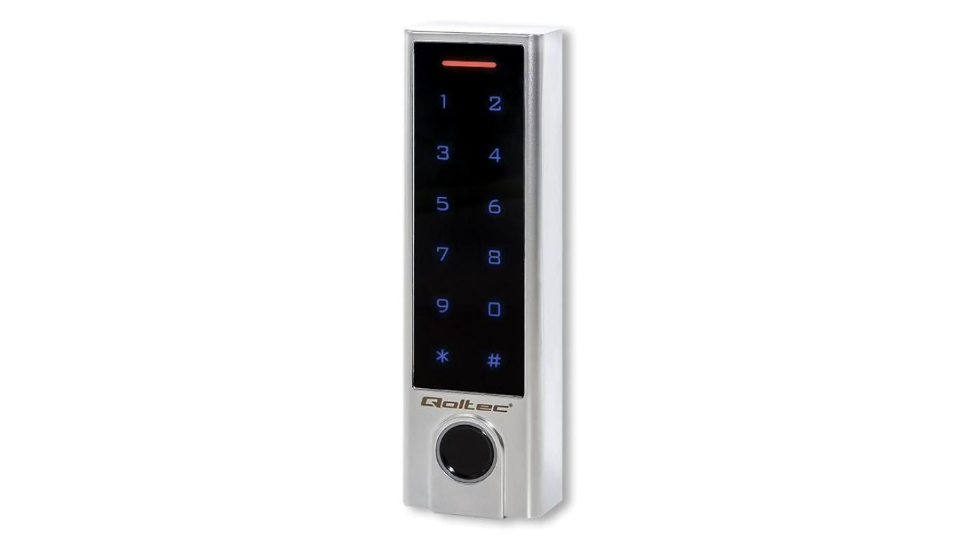 Qoltec Zamek szyfrowy dotykowy Titan z czytnikiem linii papilarnych RFID BT 4.0 kod karta brelok dzwonek IP68 EM