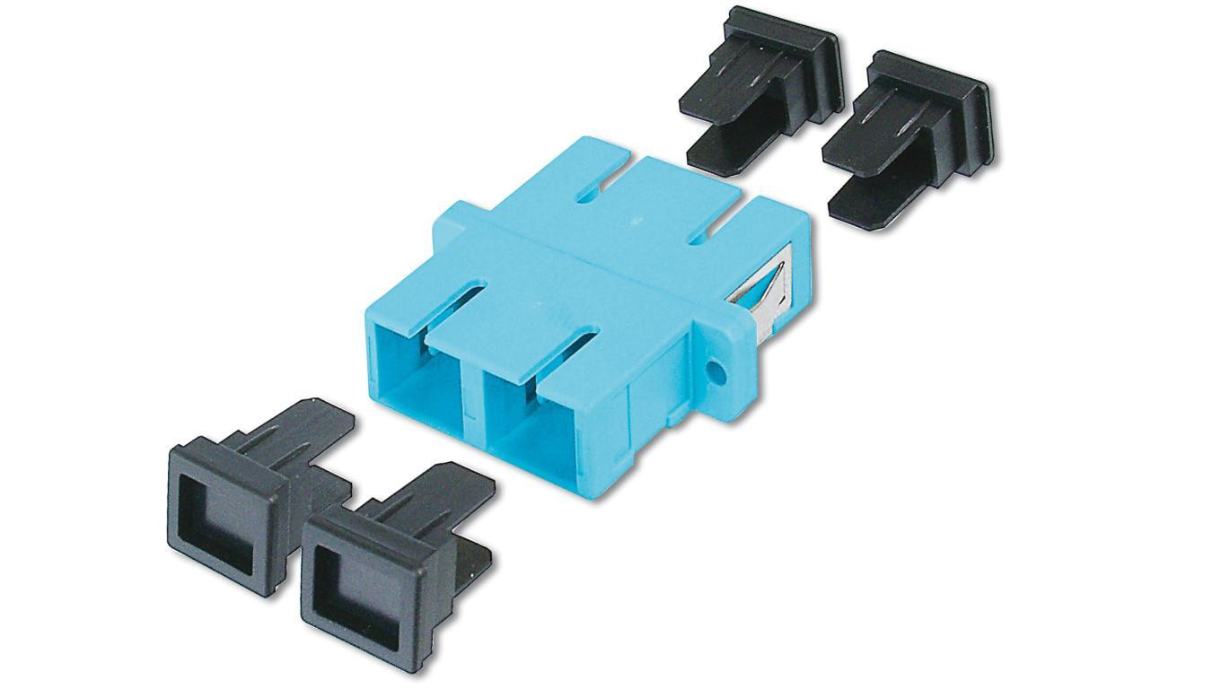 Adapter światłowodowy SC/SC, duplex, wielomodowy OM3, ceramiczna tuleja, błękitny DN-96005-2
