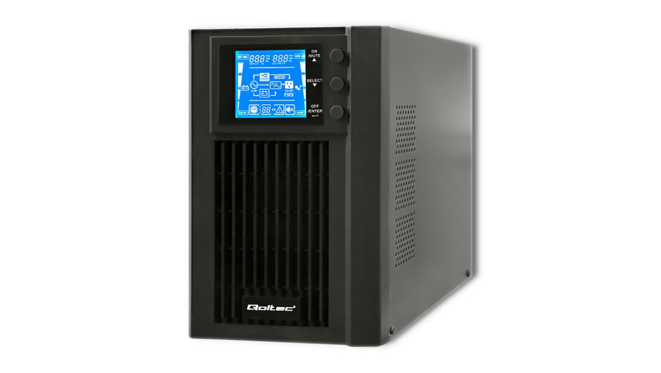 Qoltec Zasilacz awaryjny UPS On-line Pure Sine Wave 1kVA 800W LCD USB