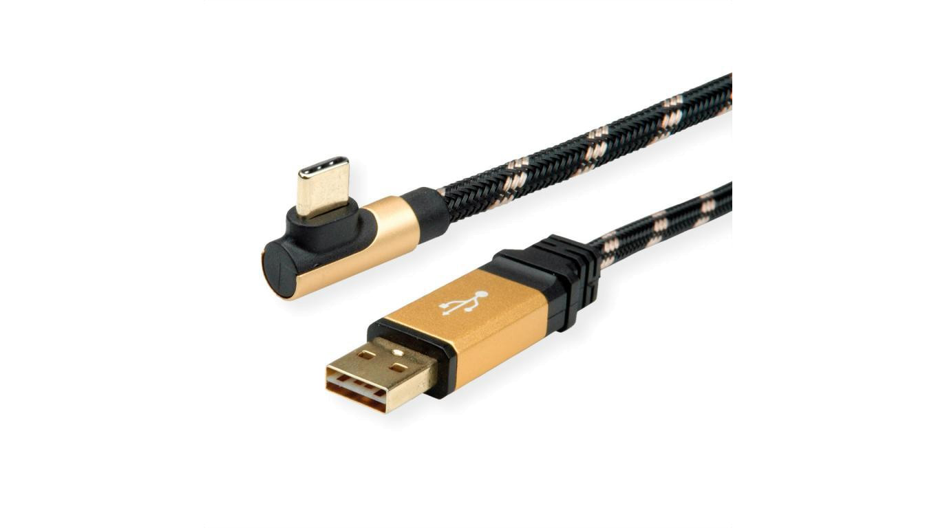 ROLINE GOLD USB 2.0 Kabel, USB A męski odwracalny - USB C 90 męski, 3 m