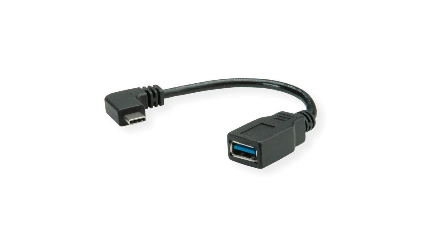 ROLINE Type C + MicroB to USB A , M/F, zwart, 0,15 m