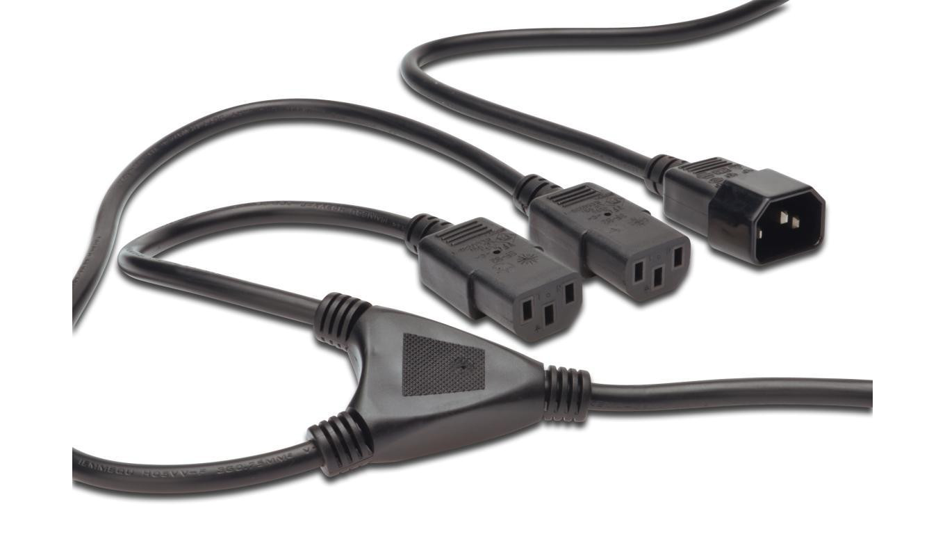 Kabel IEC C14/2xIEC C13 M/Ż czarny 1,7m zasilający AK-440400-017-S