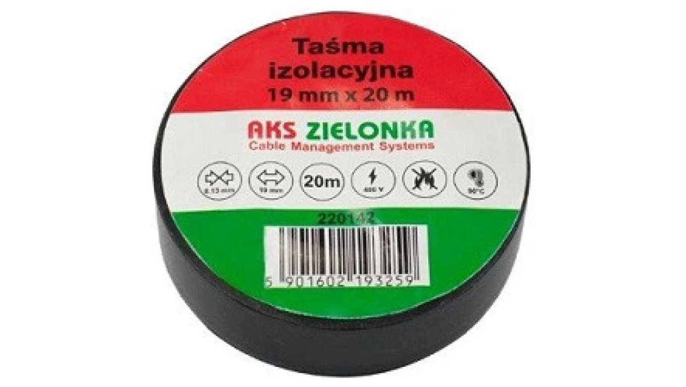 Taśma izolacyjna 19mm/20m czarna AKS