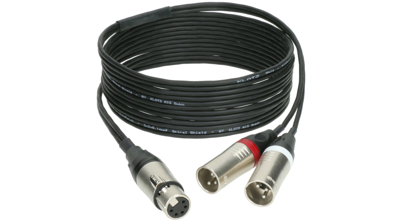 KLOTZ Kabel mikrofonowy STEREO XLR 5-pin (gniazdo) / 2x XLR 3-pin (wtyk) 1,5m