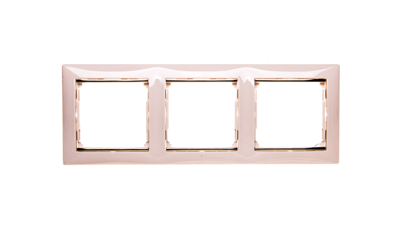 VALENA Ramka potrójna pozioma krem/złoto 774153