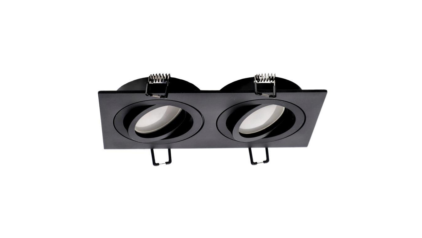 Punktowa oprawa sufitowa wpuszczana CERI 2 SQ Black IP20 kwadratowa czarny podwójna EDO777475
