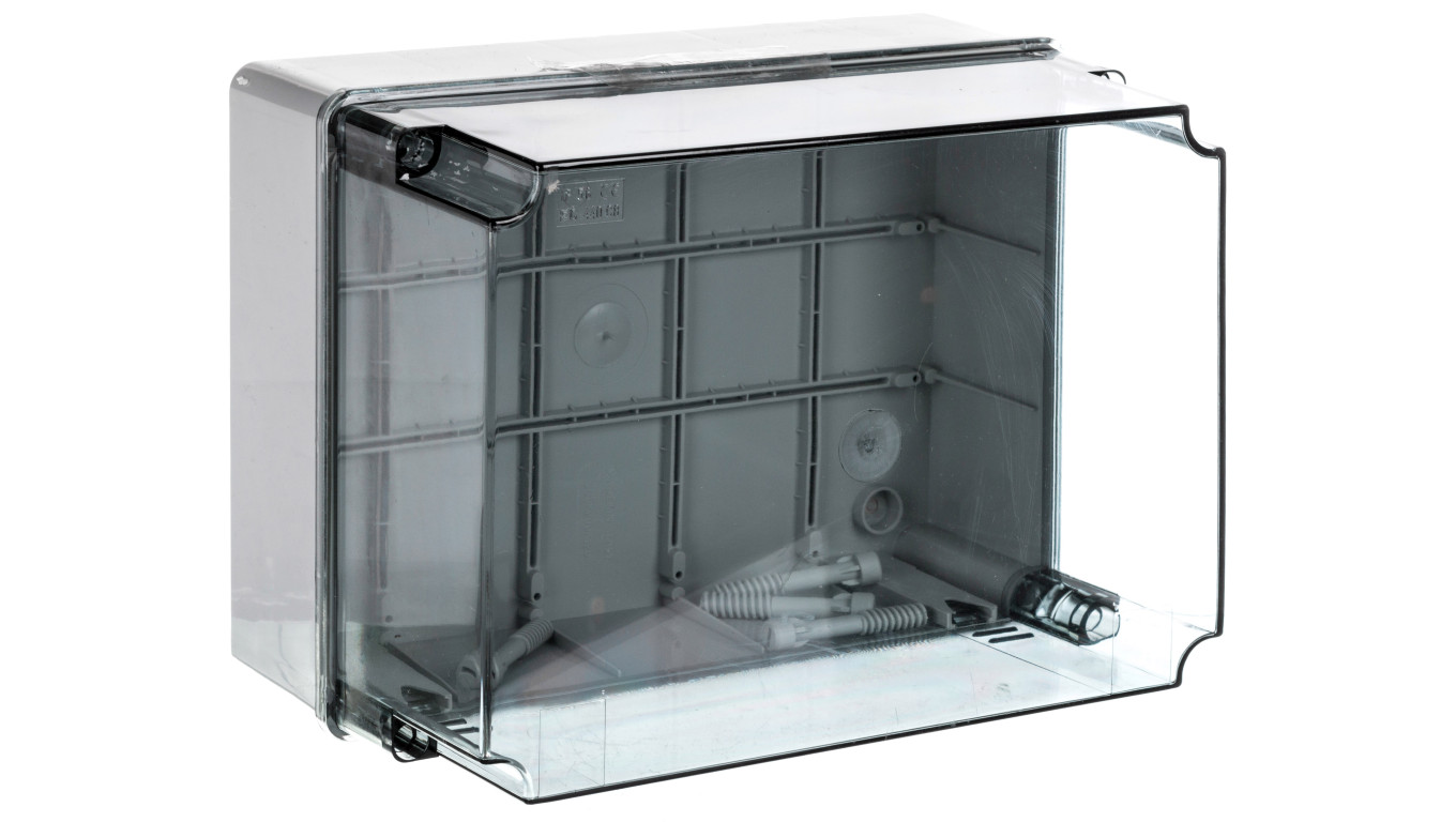 Puszka natynkowa wysoka z przeźroczystą pokrywą seria 440 IP56 300x220x180 szara EC440C8