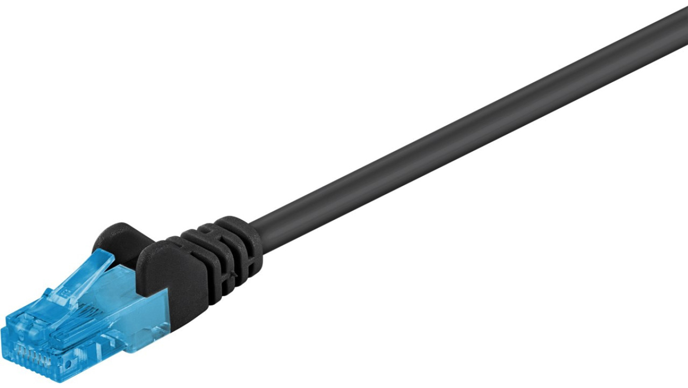 CAT 6AKabel łączący, U/UTP, czarny - Długość kabla 0.25 m