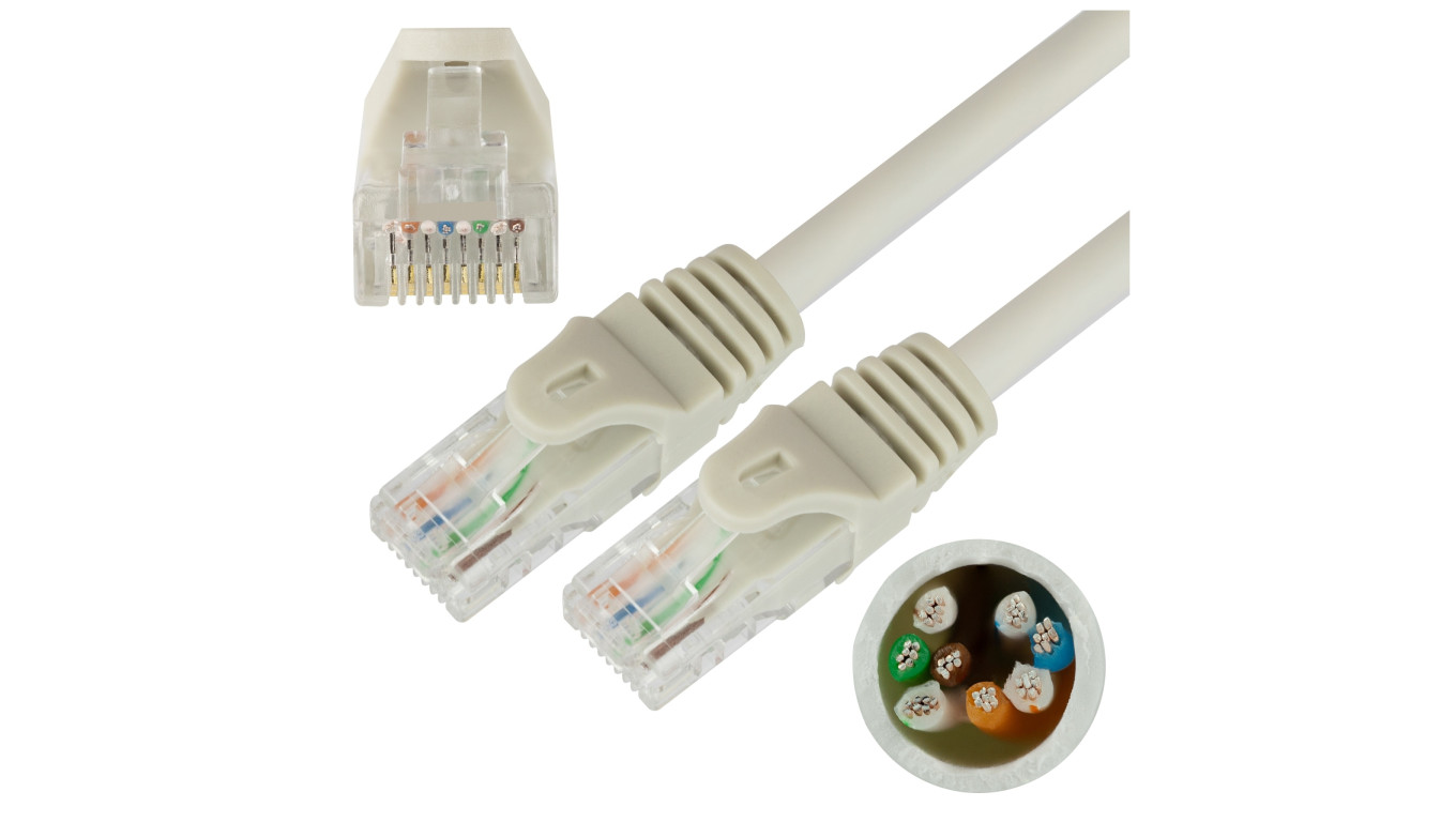 Patchcord UTP kat.5e kabel sieciowy LAN 2x RJ45 linka szary 40m NEKU