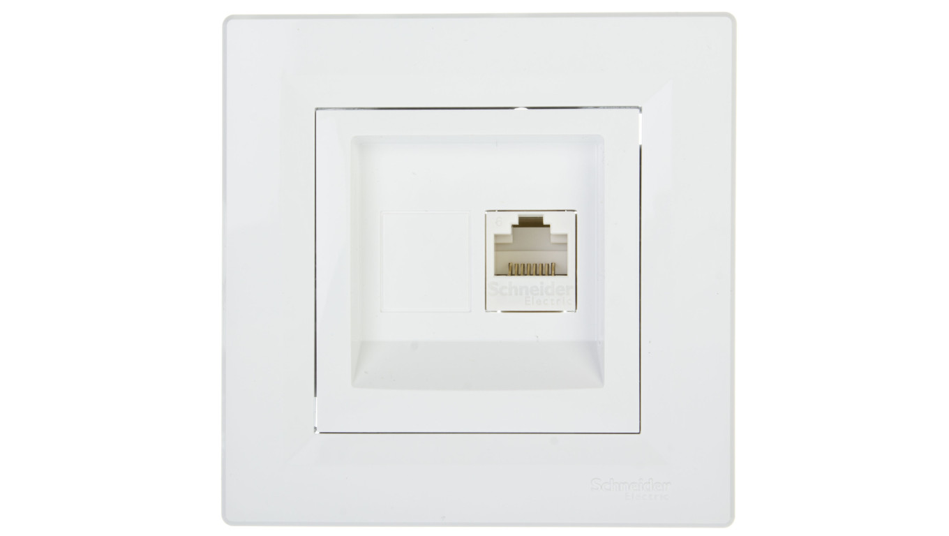 Gniazdo komputerowe Asfora pojedyncze RJ45 kat.6 białe z ramką EPH4700121