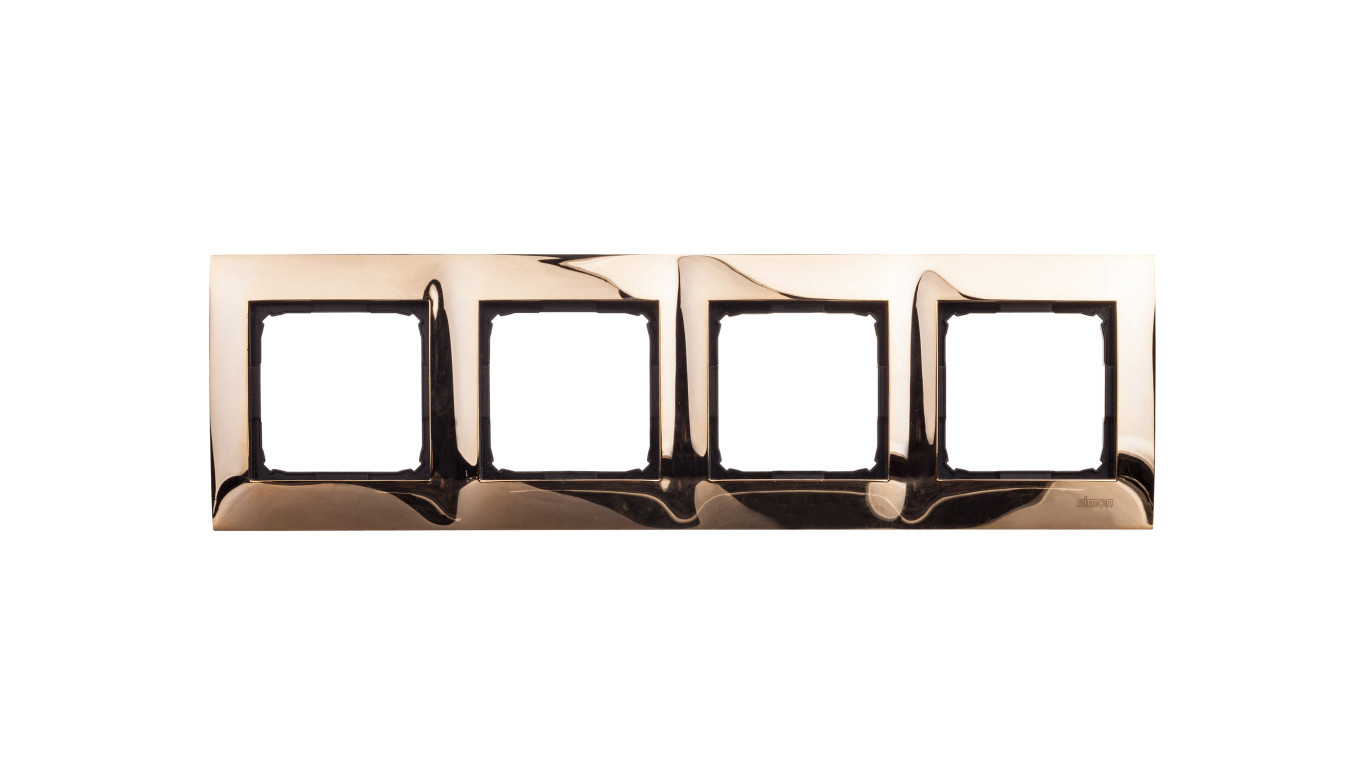 Simon 54 Premium Ramka poczwórna metalowa złoto DR4/66