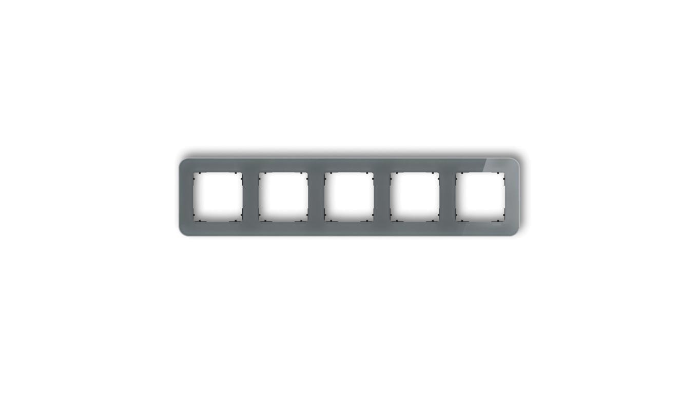 ICON Ramka uniwersalna pięciokrotna zaokrąglona - efekt szkła (ramka: grafitowa spód: czarny) 28-12-IRSZ-5