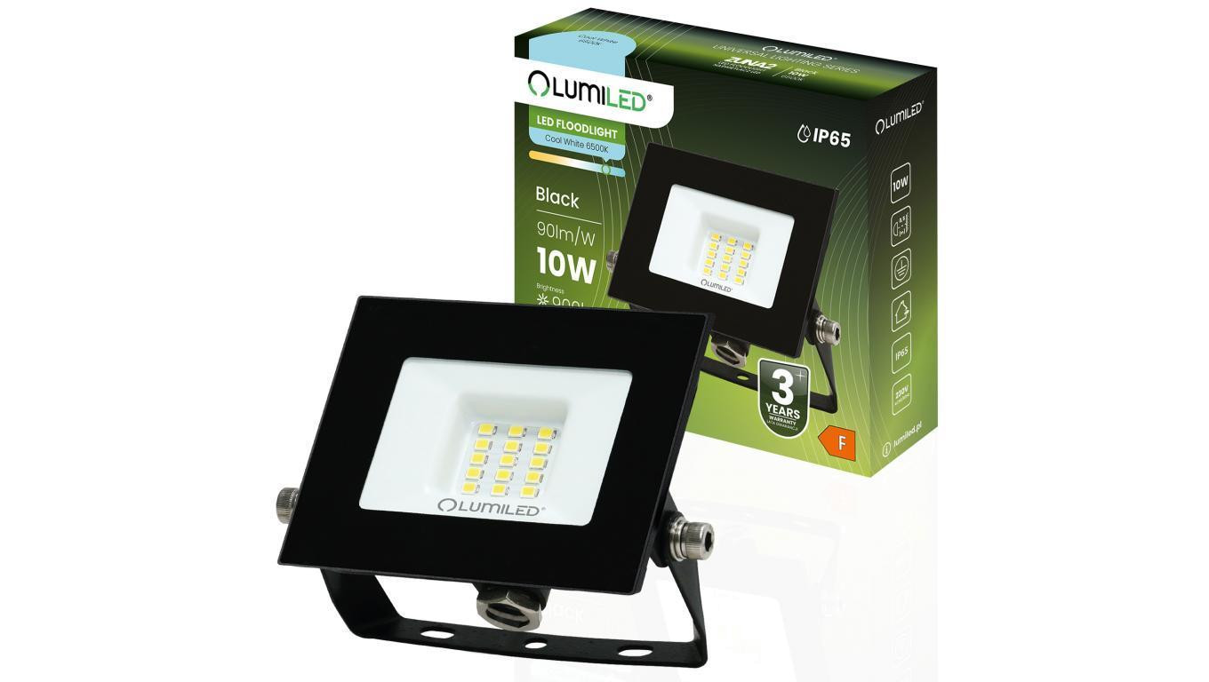 Naświetlacz LED ZUNA2 10W 900lm 6500K IP65 Czarny LUMILED