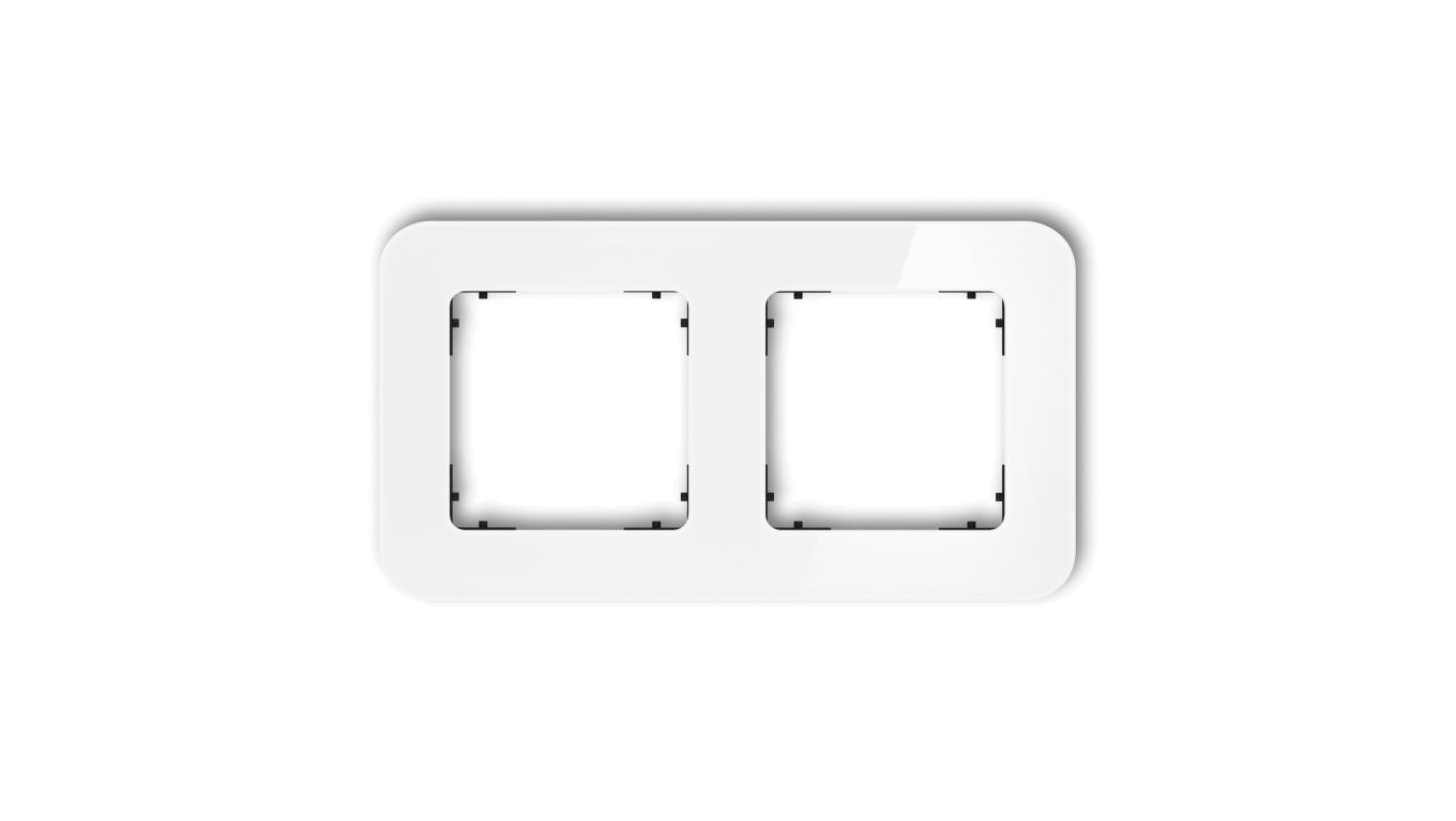 ICON Ramka uniwersalna podwójna zaokrąglona - efekt szkła (ramka: biała spód: czarny) 0-12-IRSZ-2