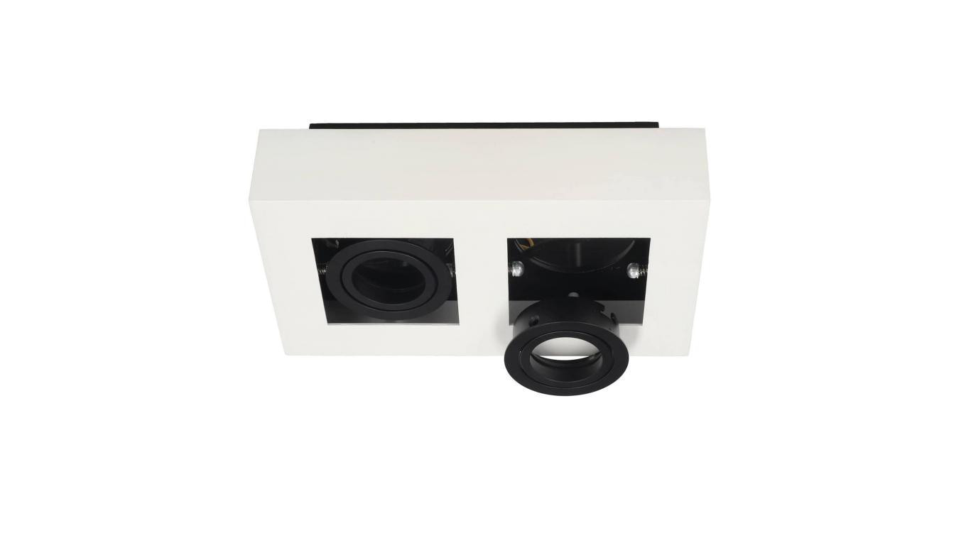 Punktowa oprawa sufitowa OSMIN RIM 2 White Black IP20 kwadratowa podwójna biały mat, wymienny pierścień, EDO777682