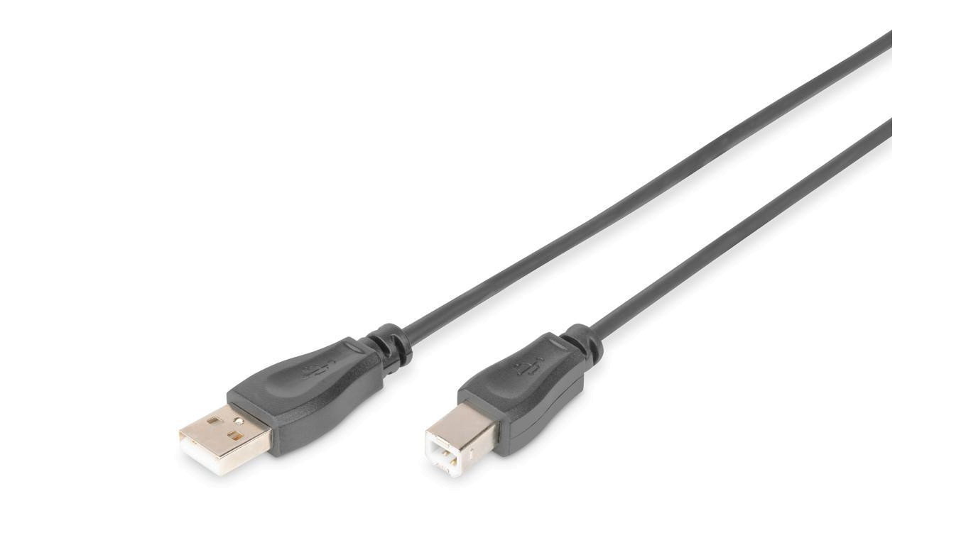 Kabel USB A/USB B M/M czarny 1m USB 2.0 HighSpeed AK-300105-010-S