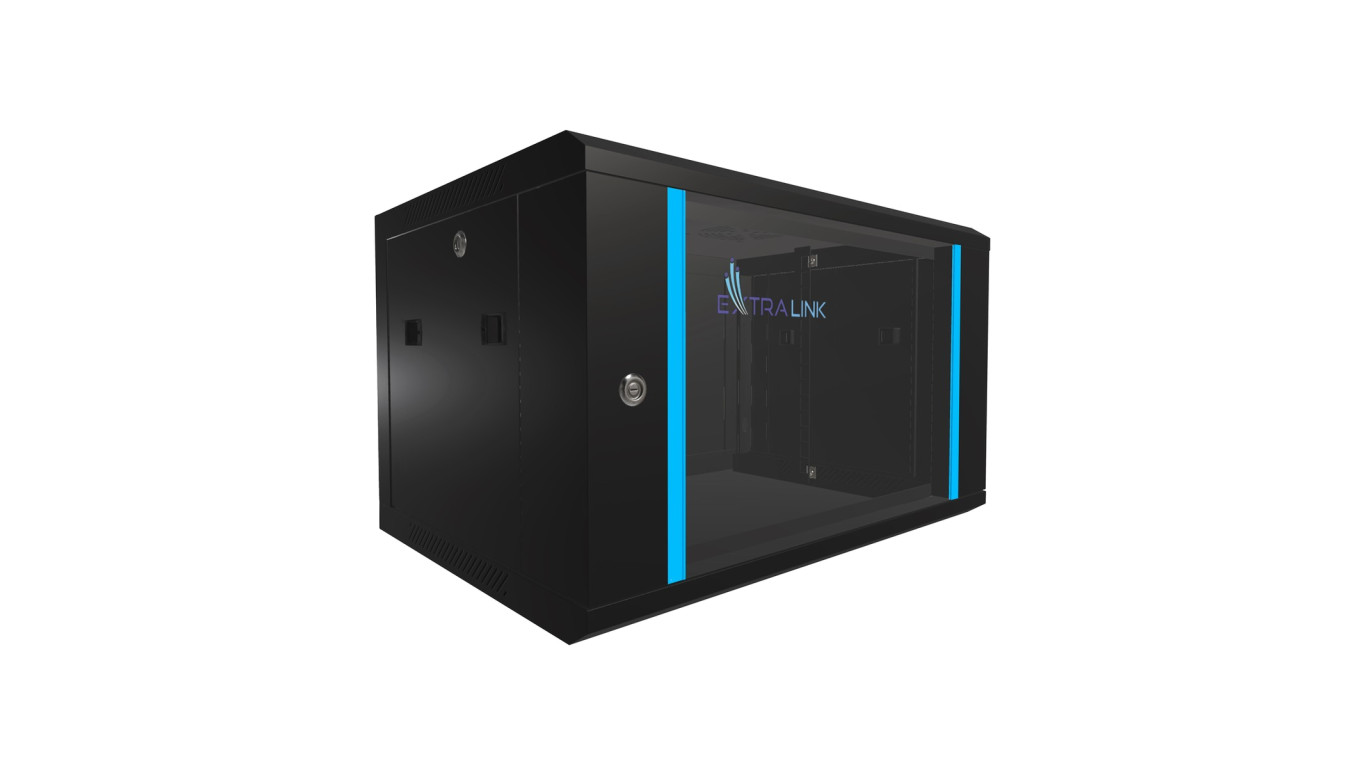 Szafa rack montowana na ścianie Extralink 6U 600x450 Czarna