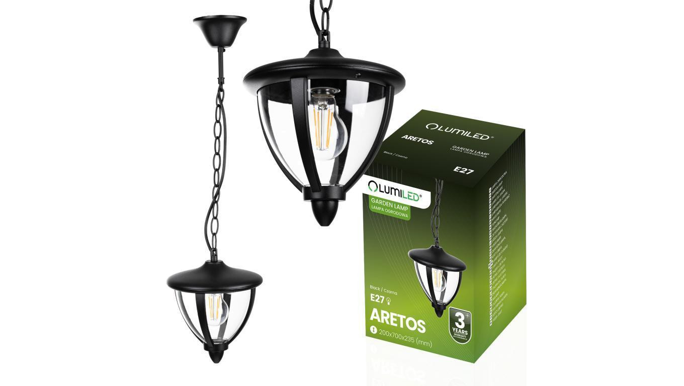 Lampa Ogrodowa Wisząca E27 LED Latarnia ARETOS LUMILED