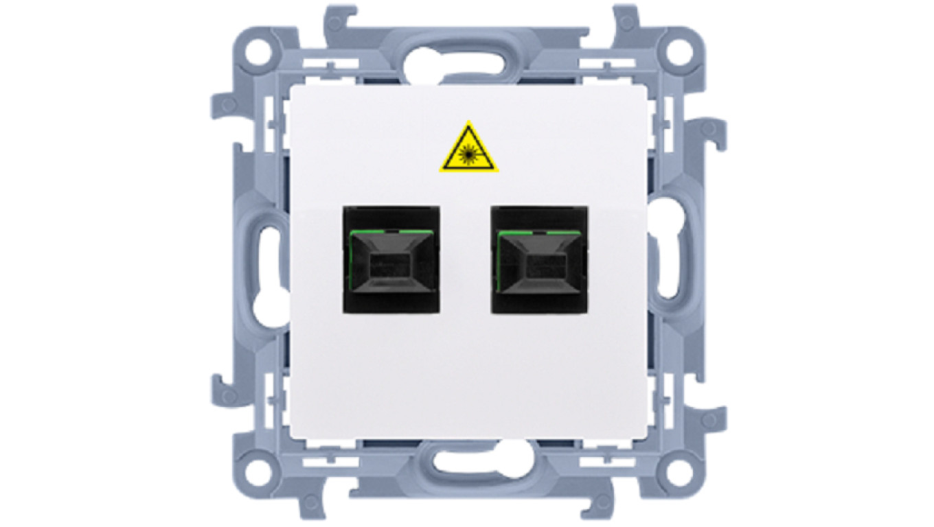 Simon 10 Gniazdo światłowodowe optyczne podwójne SC/APC biały CGS2.01/11