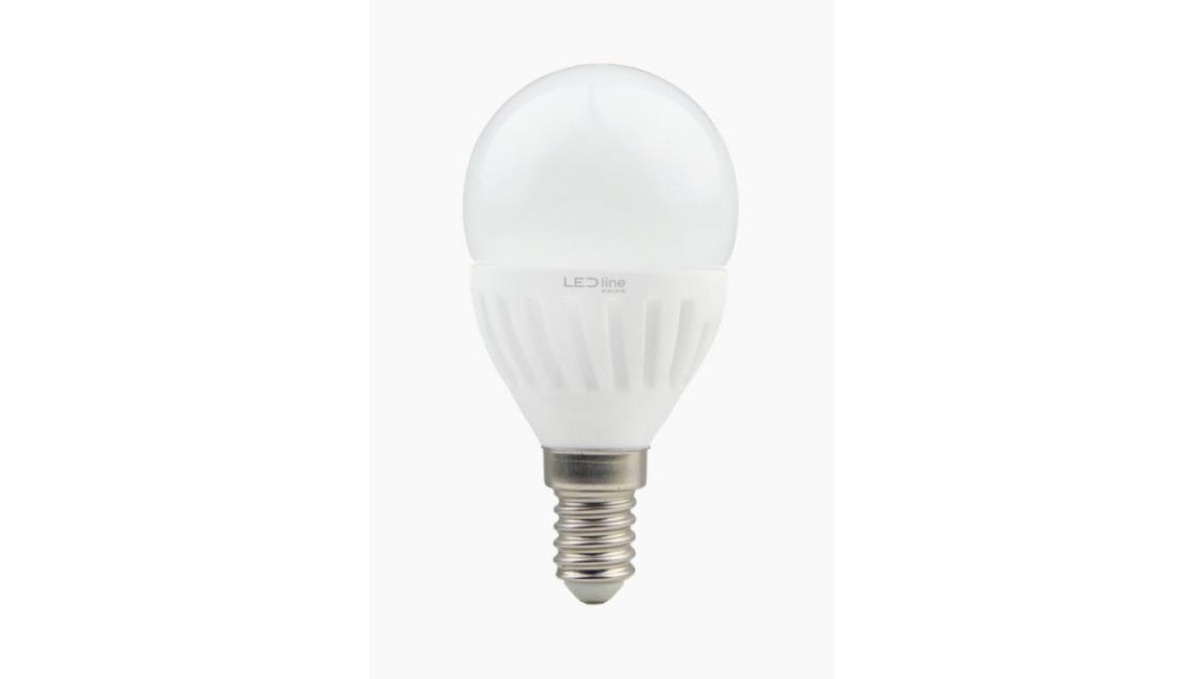 LED line PRIME żarówka LED E14 7W 6500K zimna 1000lm 140lm/w CERAMICZNA G45 KULKA 5 lat gwar.