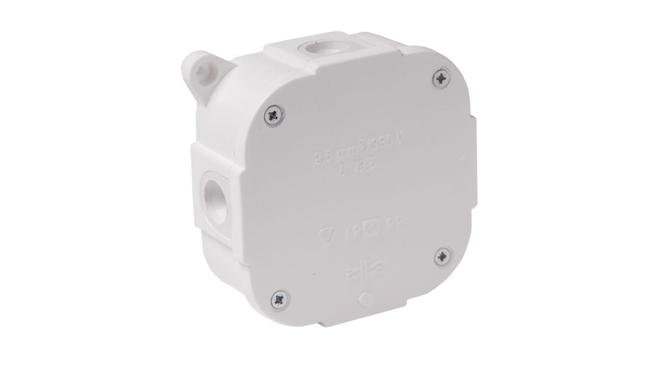 Puszka instalacyjna natynkowa z wkrętami 88x88x40mm hermetyczna IP44 biała ViPlast