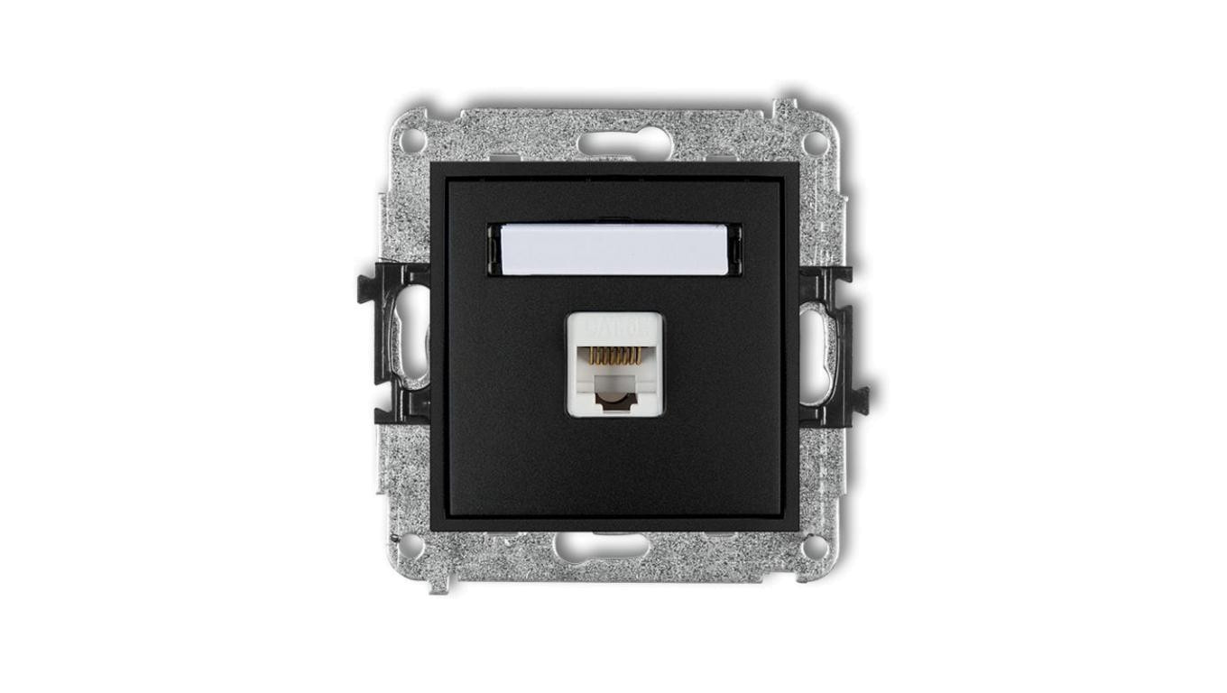 MINI Gniazdo komputerowe pojedyncze 1xRJ45 kat. 5e 8-stykowy czarny mat 12MGK-1