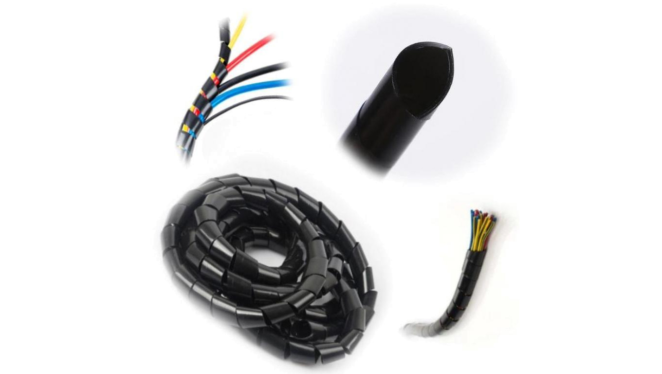 Organizer Maskownica Kabli Wąż Spiralny Spirala 12 - 70mm 10M Czarny