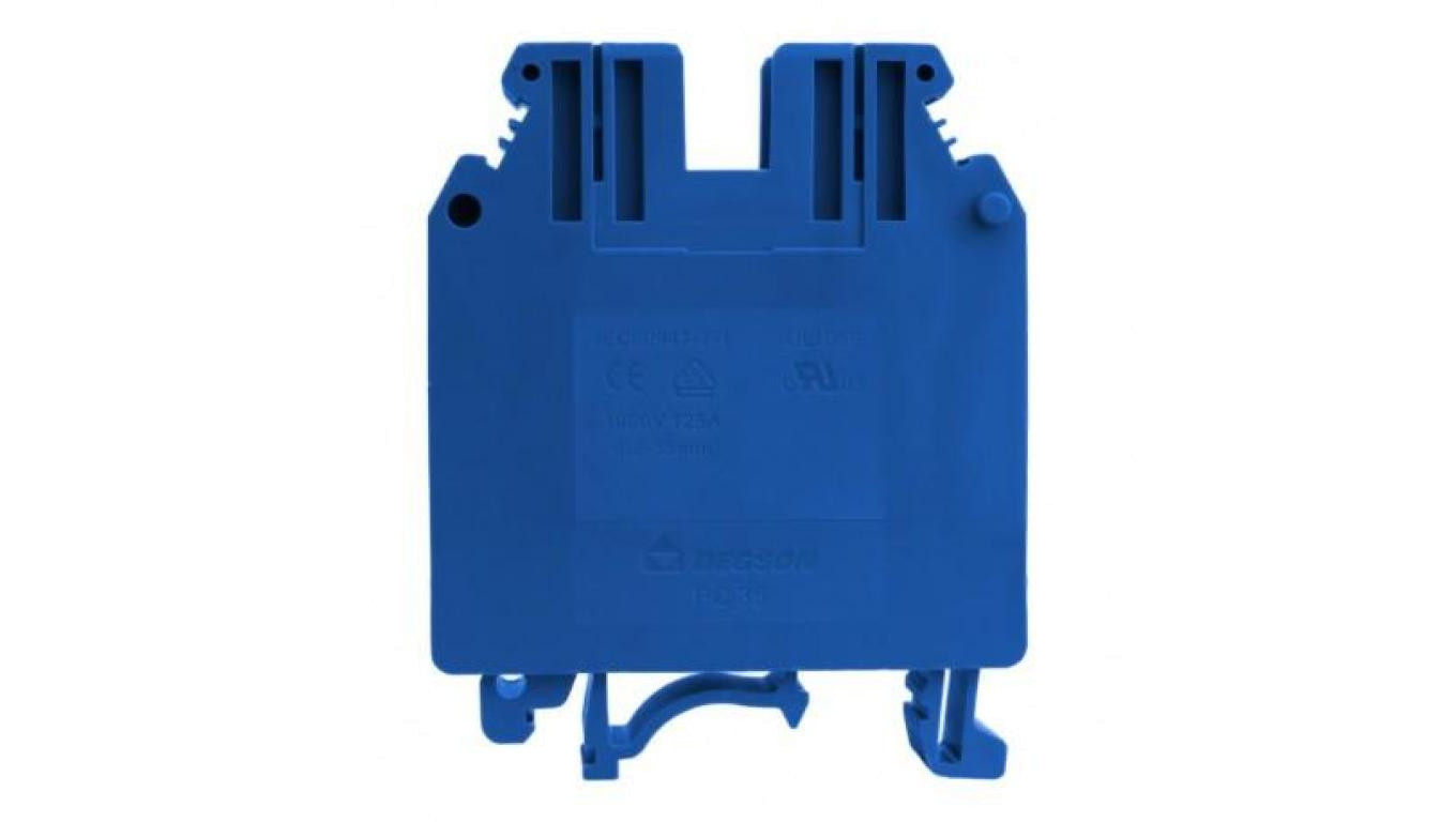 Złączka szynowa przelotowa niebieska śrubowa 35mm2 1P VDE UL 5750