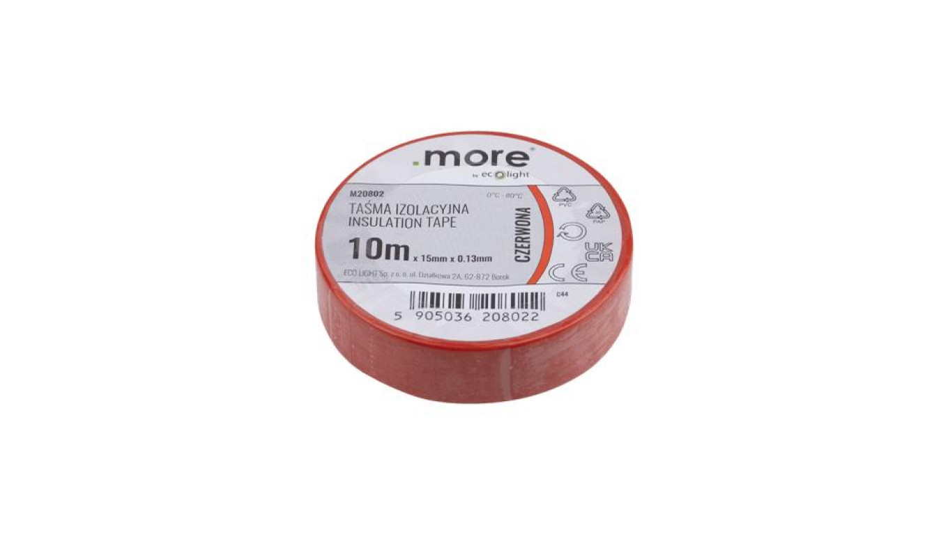 Taśma izolacyjna 15mm x 0,13mm CZERWONA 10m 1 szt.