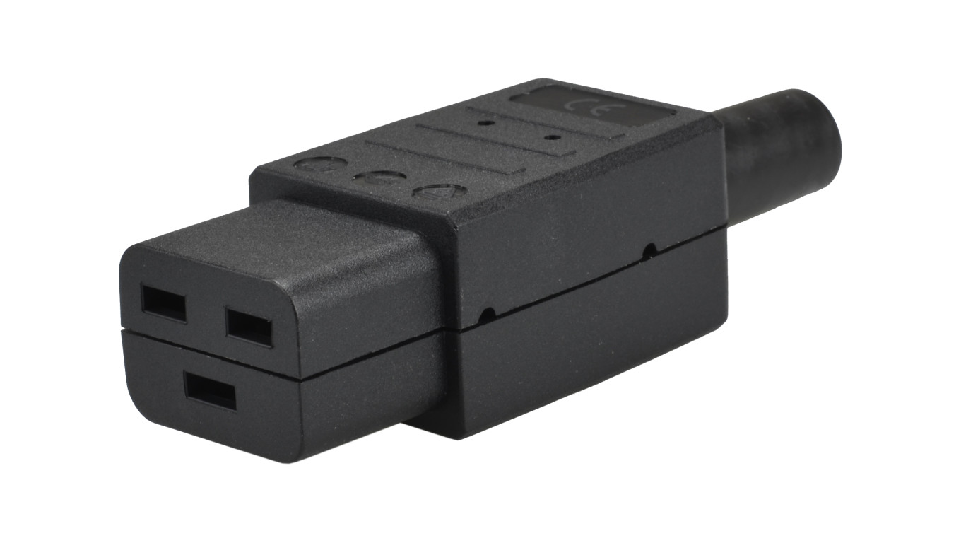 Wtyk zasilający IEC320 C19 złącze komputerowe (żeńskie) 2P+Z 230V 16A HQ na kabel
