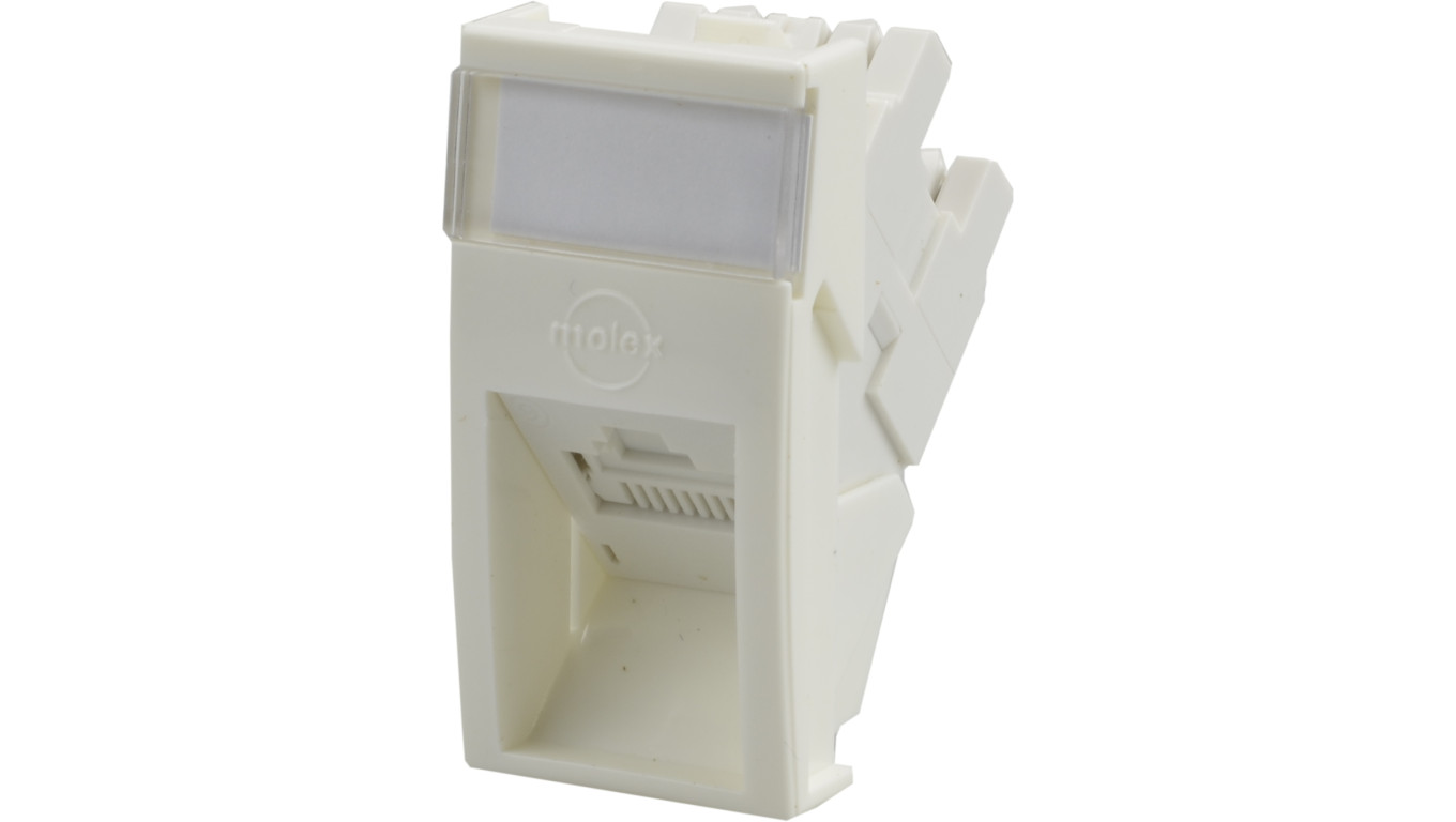 Gniazdo internetowe 1x RJ45 UTP kat.5e nieekranowane moduł 1M 22,5x45 biały DataGate+ Molex