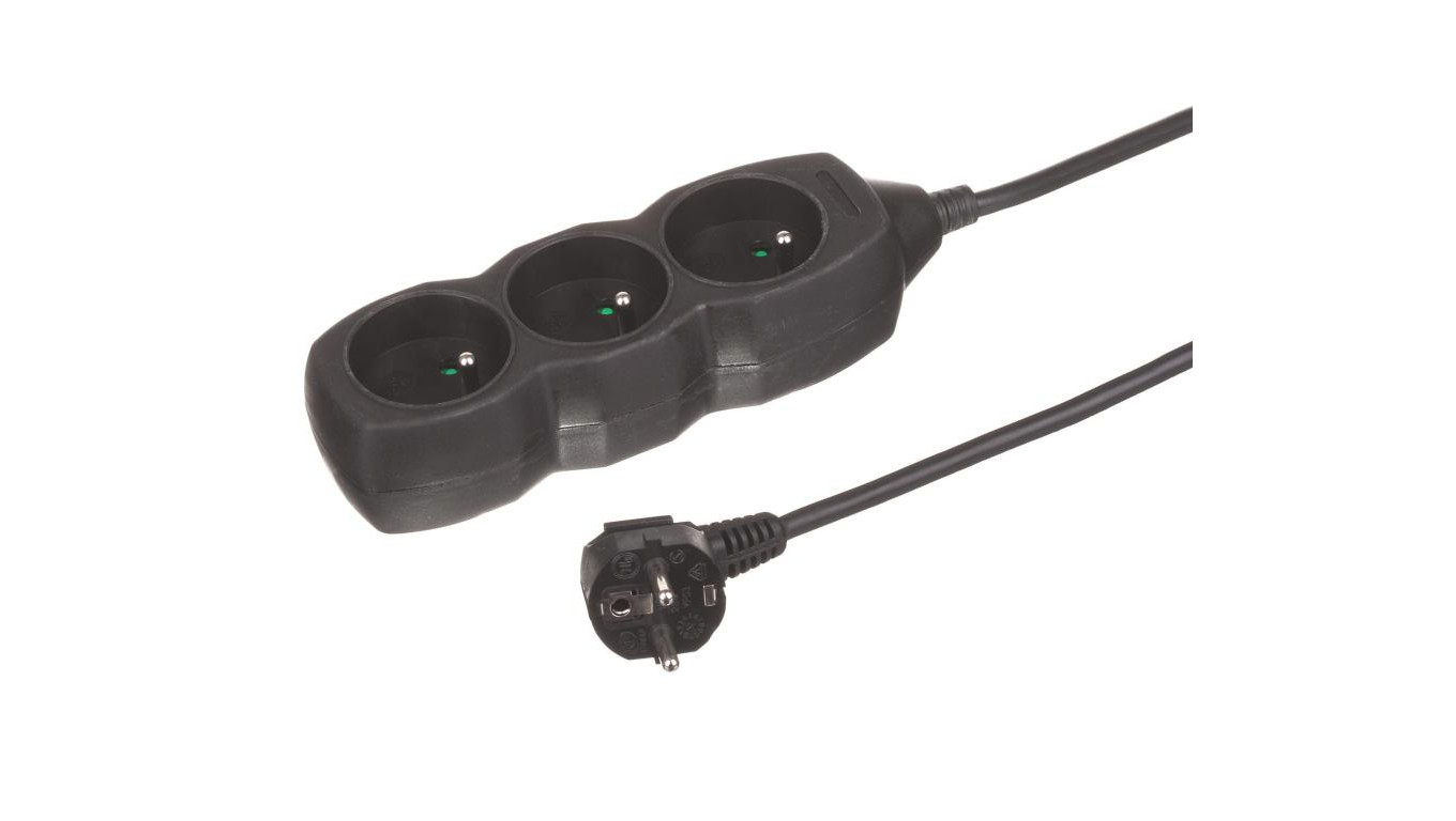 Przedłużacz 3-gniazdowy, 5m grafit, 3x1,0mm OWY / 24352