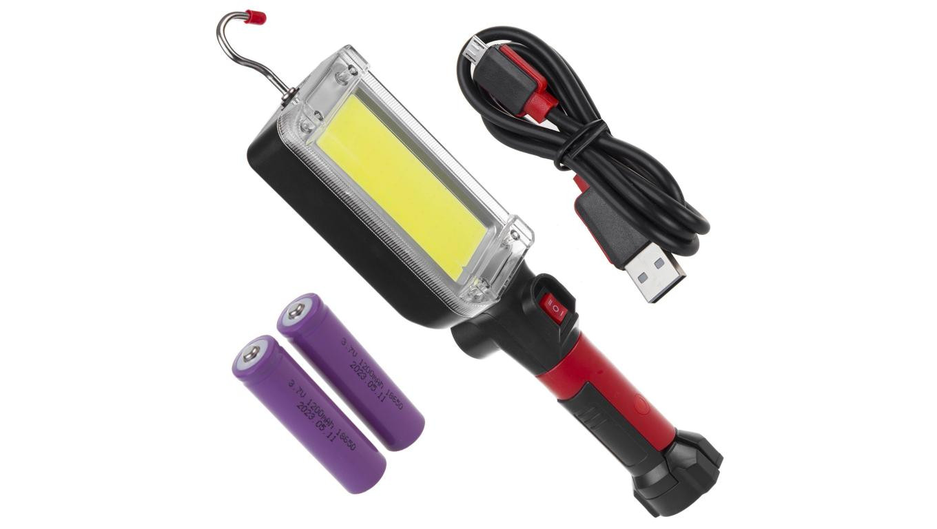 Lampa warsztatowa magnetyczna COB Maclean, 2x1200mAh, 700lm, USB Typ-C/Micro USB, MCE307