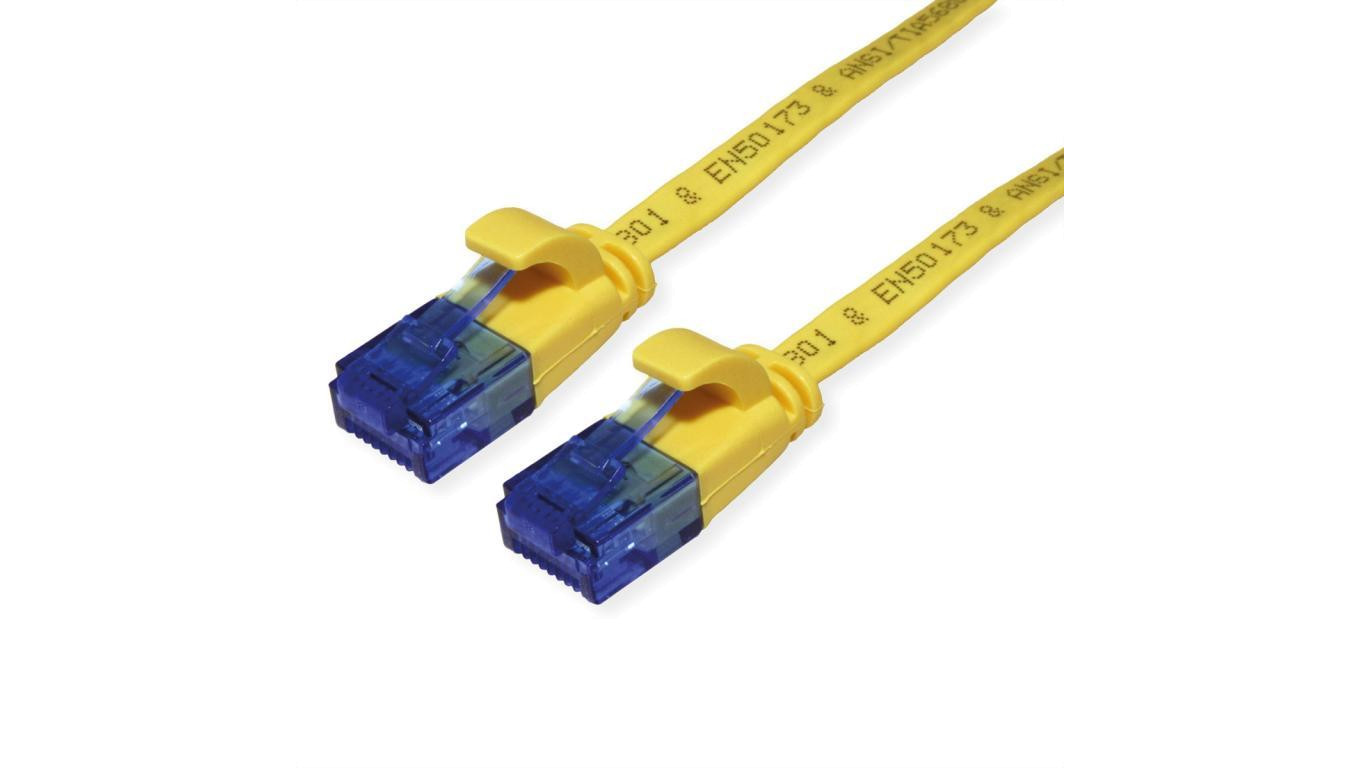 Kabel krosowy UTP VALUE, kat. 6A (klasa EA), bardzo płaski, żółty, 0,5 m