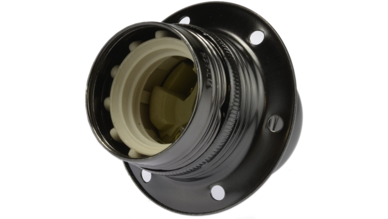 Oprawka żarówki E27 z kołnierzem czarny chrom