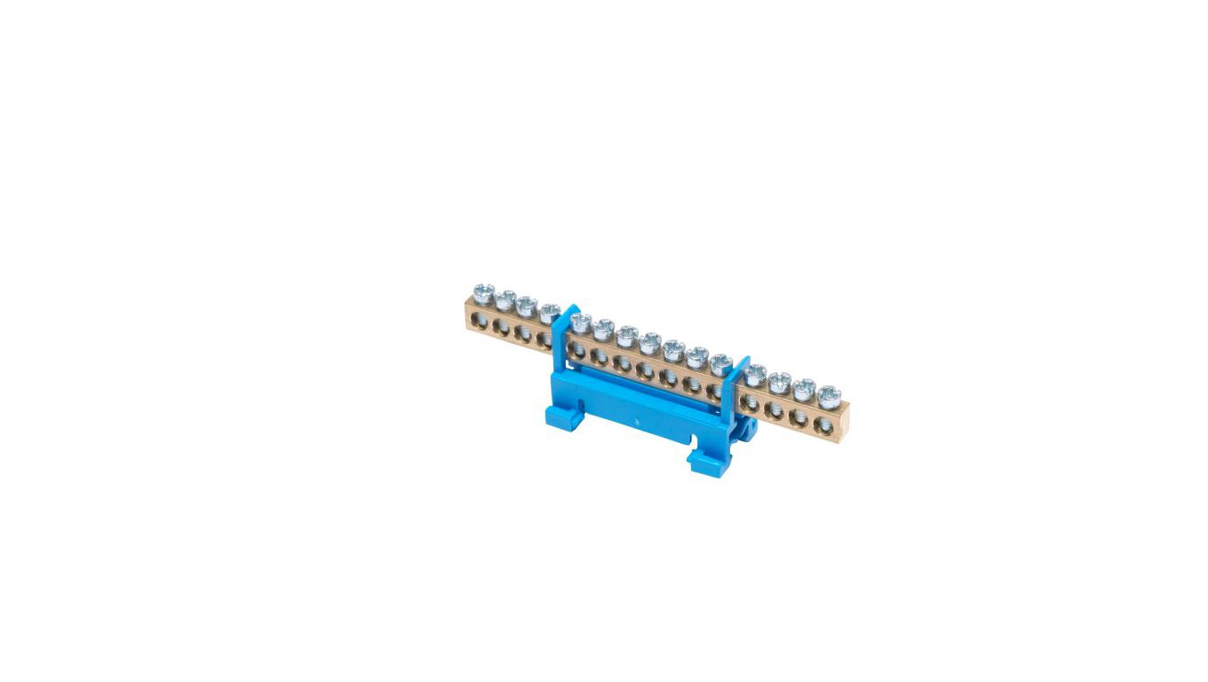 Listwa zaciskowa na szynę N15 neutralna 15-torowa 16mm² 400V AC 63A niebieska 81702003