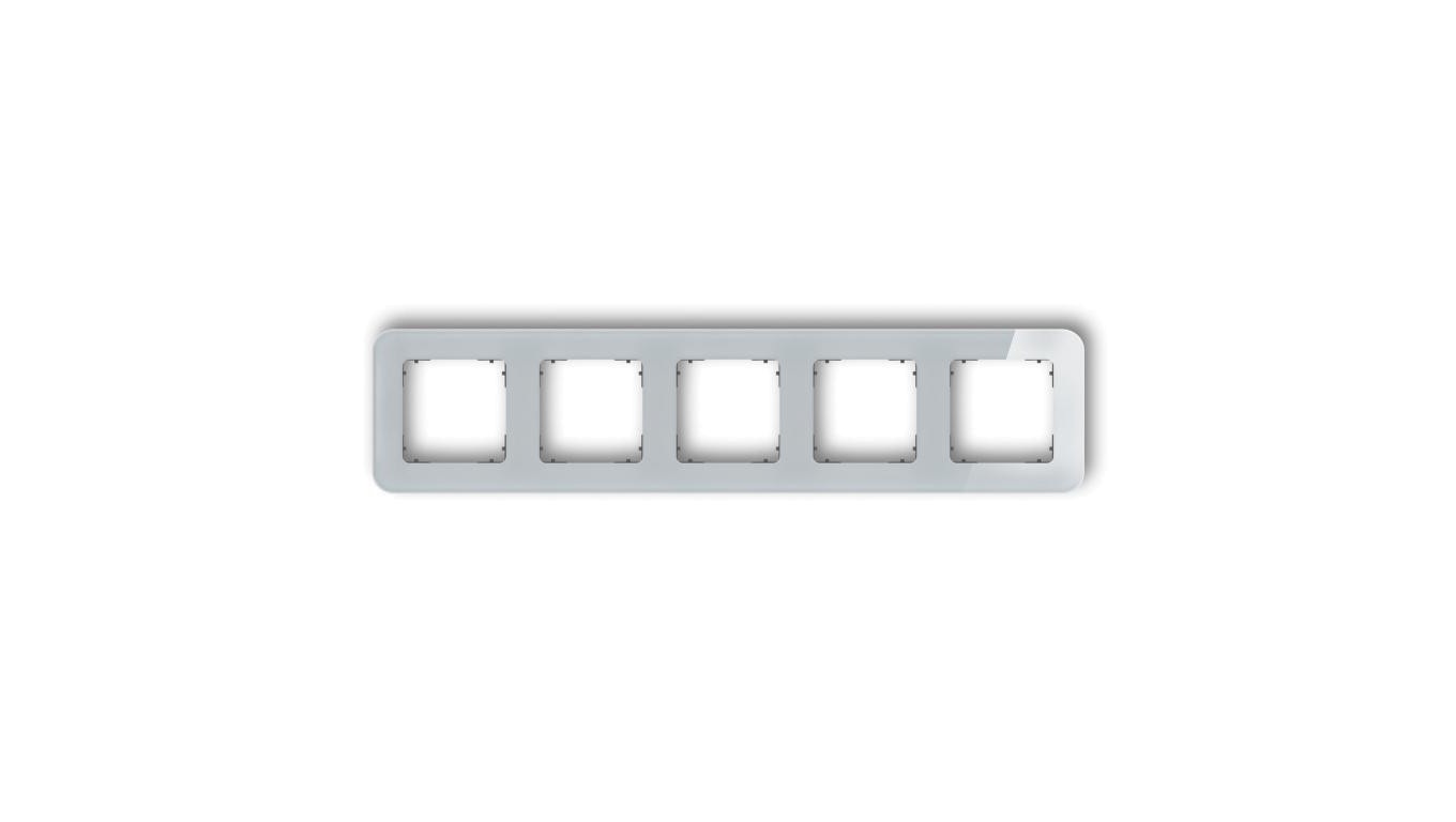 ICON Ramka uniwersalna pięciokrotna zaokrąglona - efekt szkła (ramka: szara spód: grafitowy mat) 15-28-IRSZ-5